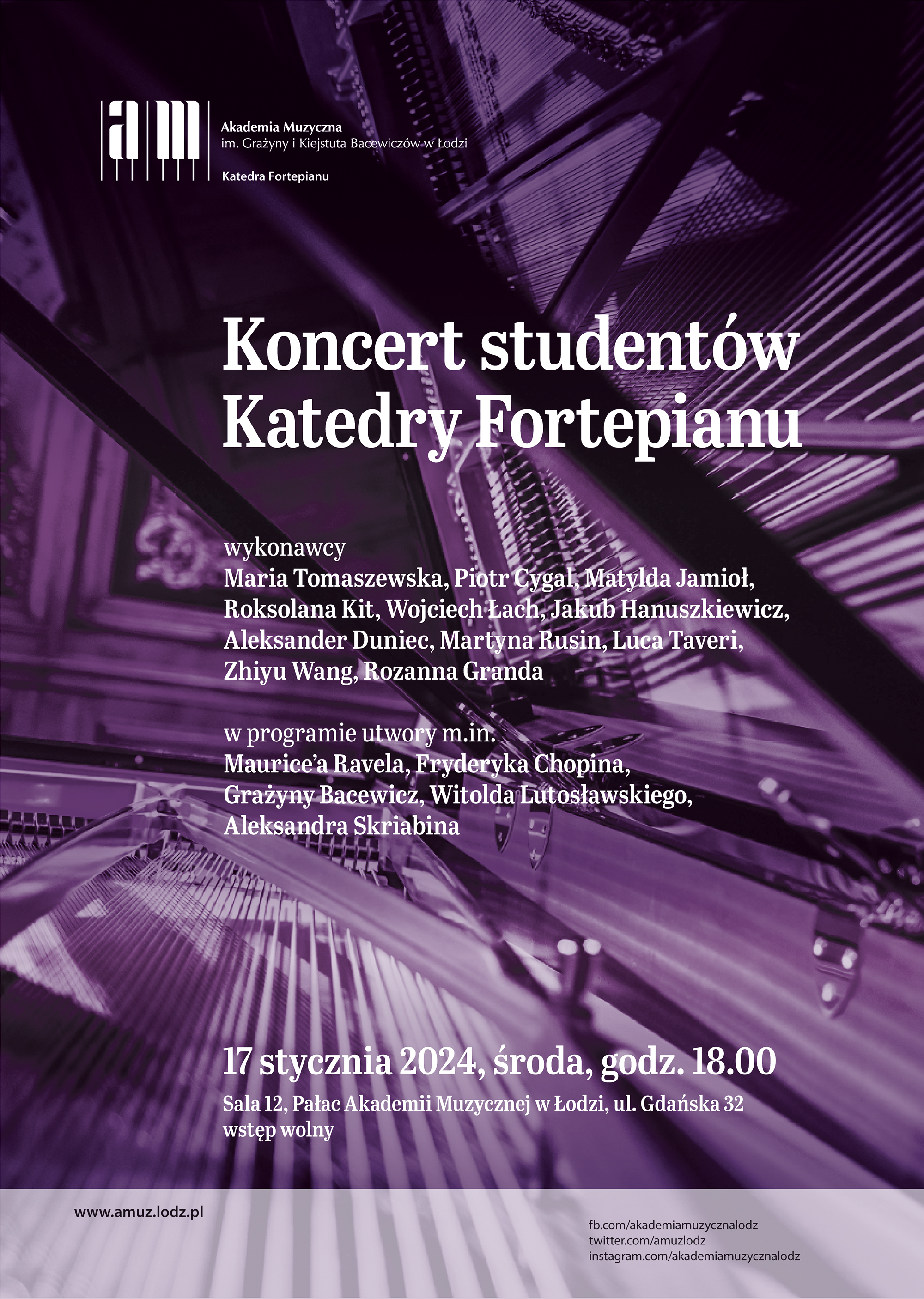 Koncert studentów klas fortepianu