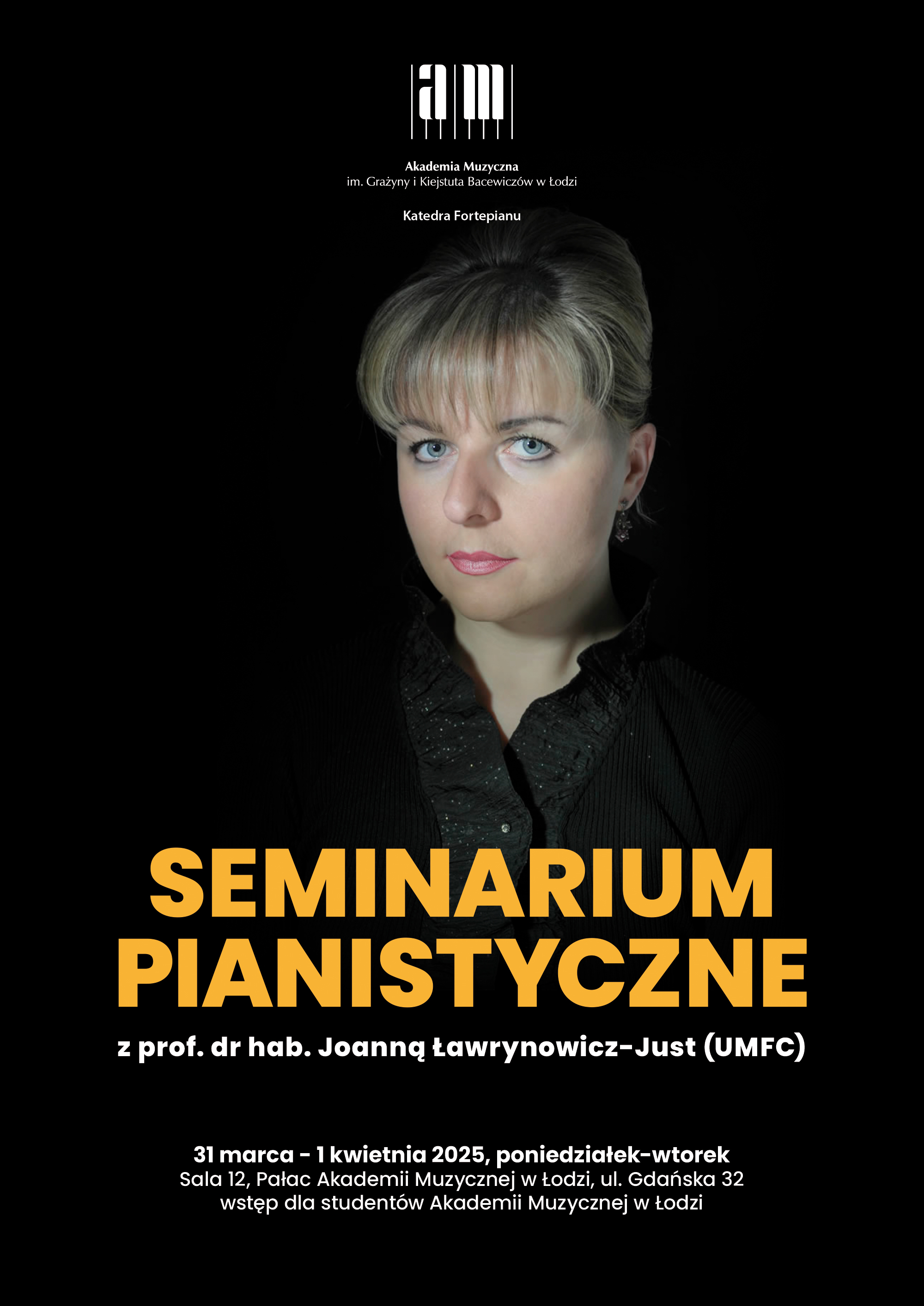 Seminarium pianistyczne z prof. dr hab. Joanną Ławrynowicz-Just (UMFC)
